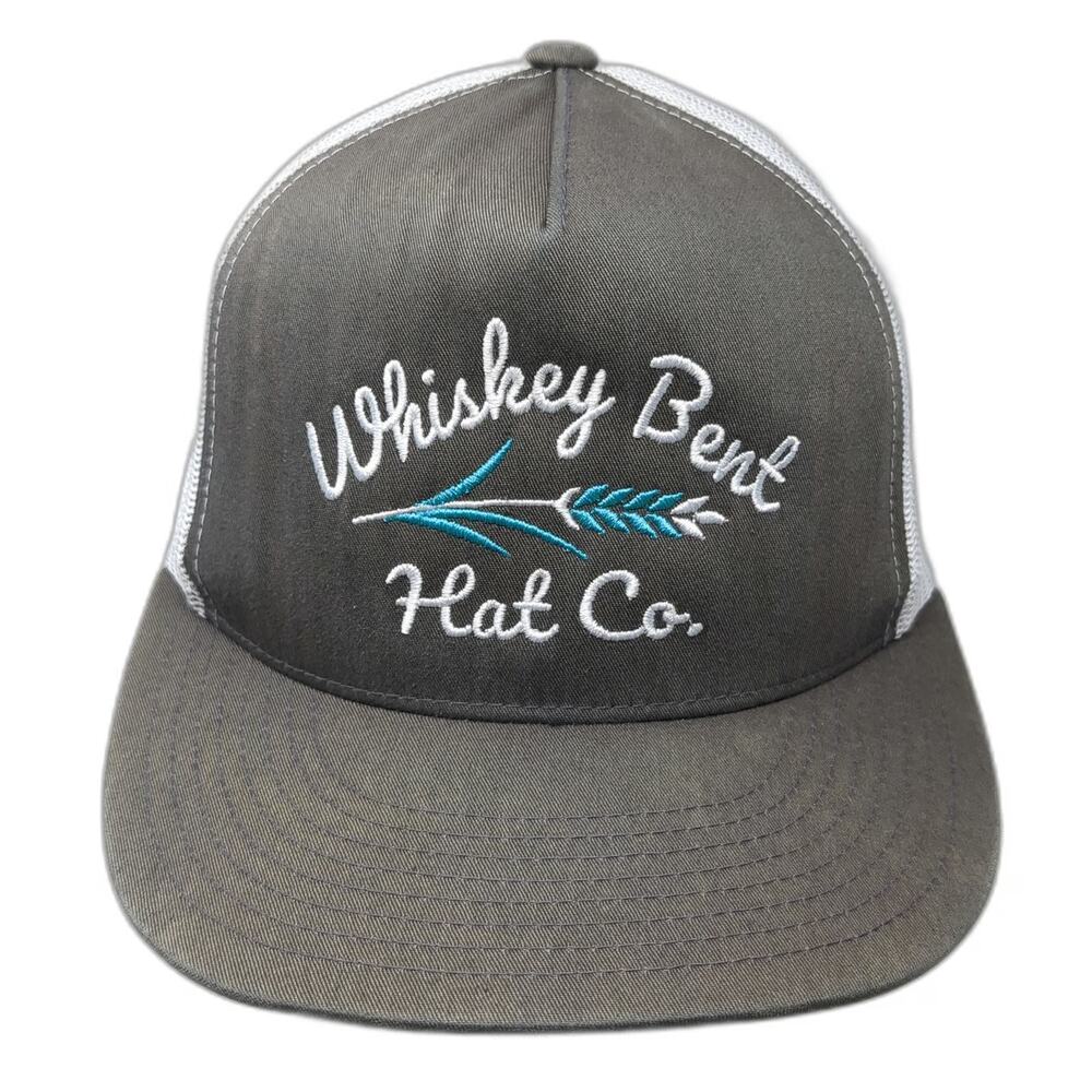 Whiskey Bent Hat Co. Trucker Hat Gray White One Size Mesh Snapback Logo Hat